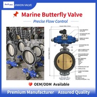 Vanne papillon marine pneumatique de dessalement à disque en bronze d'aluminium C95400, joint souple, à brides DN250 PN10, avec actionneur rotatif