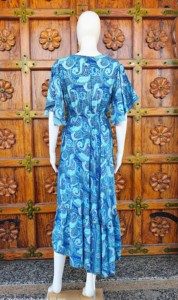 Robe longue vintage ample à volants pour femme, col en V, manches flottantes, en soie, pour l'été, la plage, décontractée, tissée naturellement, ODM - Product Image 3