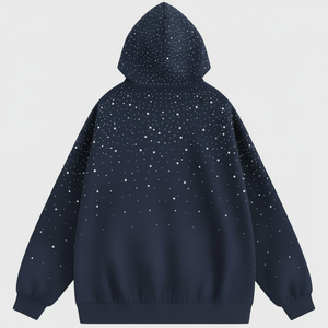 Sweat à capuche personnalisé avec strass, unisexe, de haute qualité, en molleton de coton, à motif de points, style streetwear - Product Image 6
