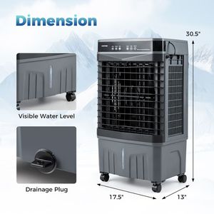 Refroidisseur d'air évaporatif portable 1800 CFM, réservoir d'eau de 4 gallons, purificateur d'air silencieux pour la maison, type de prise AU/EU, état d'occasion - Product Image 3