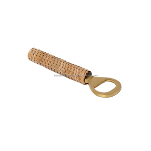 Rattan Grip Ouvre-bouteille personnalisé pour cadeau maison Bar accessoires Bière Whisky Bouteille Cap Remover American Style Laiton Ouvre - Product Image 1