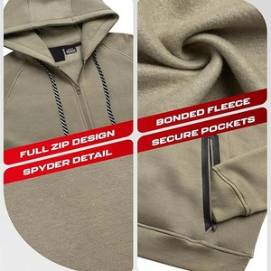 Custom Wool/Nylon Zip Hoodie Oversized Fit Solid Color French Terry Premium Eco-Friendly Sporty Winter High Quality Men's Hoodie - Product Image 3