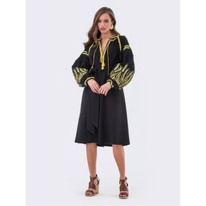 Vestido Negro Bordado con Espigas de Ucrania, Vestido Hecho a Mano de Ucrania, Blusa con Espigas de Ucrania, Regalo para Mujeres de Ucrania - Product Image 3
