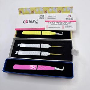 Pince à épiler professionnelle GETUP BROSONS IMPEX de qualité supérieure, anti-magnétique, avec pointe dorée de précision, pour extensions de cils (90 Boot/Isolation Powder Coating) - Product Image 5