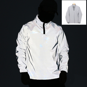 Conjunto de Ropa Deportiva Casual de Otoño para Hombre, Chaqueta con Capucha Reflectante de Alta Visibilidad con Estampado de Malla, Cortavientos, Ropa de Calle - Product Image 5