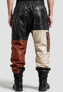 Pantalon en cuir pour homme, style motard, color-block, pour l'automne - Product Image 2