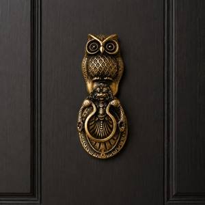 SHUBHAM Sonnette de porte en laiton en forme de hibou, style Art Déco, faite à la main, moulée sous pression, anneau décoratif, poignée de frappe, finition antique pour entrée de maison - Product Image 6