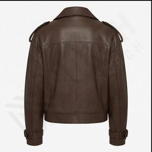 Ropa de calle transpirable para mujer, moda, diseño personalizado, chaqueta de cuero marrón, chaqueta de cuero personalizada para mujer 2025 - Product Image 3