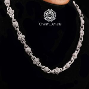 Charm_Jewells Men's Moissanite Brilliant Cut IGI Certified <b>Statement</b> <b>Necklace</b> 925 Silver 14K Gold Plated Link Chain Hip Hop - Product Image 2