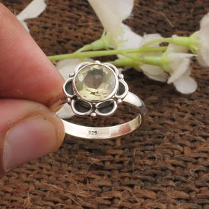 Anillo de Plata de Ley con Citrino Engastado en Bisel, Gema de Nacimiento de Noviembre, Joyería de Declaración para Boda de Mujer, Regalo - Product Image 3