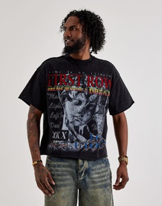 T-shirts surdimensionnés à épaules tombantes pour hommes, personnalisés en usine, en tissu épais - Débardeurs vintage déchirés à coupe courte avec imprimé strass - Product Image 2