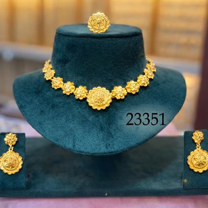 Meilleures ventes 2024 : Ensemble de bijoux de mode pour femme, plaqué or 24 carats, style vintage, en cuivre et laiton, d'inspiration indienne, pour mariage et fête - Product Image 1