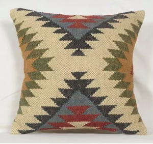 Modern Square Kilim Woolen Woven Handmade Eco-Friendly Reversible Customizable <b>Cushion</b> <b>Cover</b> with 3D Embroidery for Home Use - Product Image 3