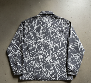Camisa Chaqueta Urbana para Hombre, Diseño Geométrico en Blanco y Negro, Cuello Camisero, Resistente al Viento, Corte Regular, Primavera - Product Image 3