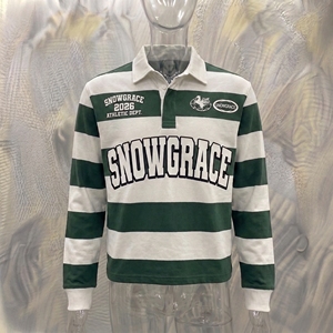 Polo à manches longues rayé Snowgrace, col rabattu, coupe classique, toutes saisons, respirant, jersey en polyester - Product Image 3