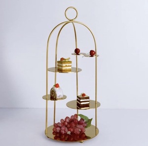 Unicorn hanicrafts Golden Cage <b>Cake</b> <b>Stand</b> 4 Tier Metal Reusable Serving Tray Set - Product Image 3