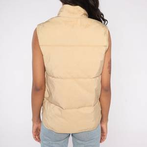 Gilet matelassé pour femme, veste sans manches en jean, col à capuche, fermeture éclair, couleur unie, décontracté - Product Image 4