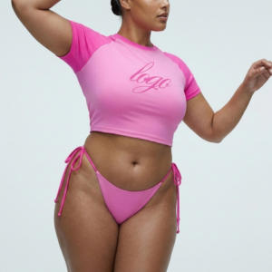 Custom Eco-Friendly <b>Plus</b> <b>Size</b> High Waist Printed 2-Piece <b>Bikini</b> <b>Sets</b> Quick Dry Front Logo Low MOQ for Boutique Buyers - Product Image 3