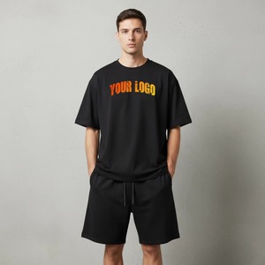 Camiseta de Cuello Redondo de Algodón Negro para Hombre con Estampado de Letras Naranjas, Corte Holgado, Manga Corta, Transpirable, para Todas las Temporadas - Product Image 5