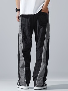 Exclusive Custom White Oversized Track Trousers Men Black Contrast Design Panels Piping Streetwear Fashion - Product Image 3