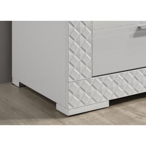 Gorgeous <b>White</b> 1pc Nightstand with High <b>Gloss</b> Finish & Chrome Bar Handle <b>Bedside</b> <b>Table</b> Bedroom Furniture - Product Image 5