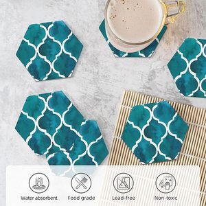 Juego de 4 posavasos modernos con incrustaciones de hueso y soporte para té y café, posavasos personalizables con logotipo, hermosos posavasos hechos a mano. - Product Image 4