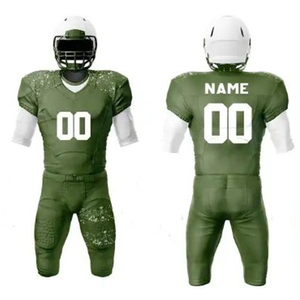 Ensemble de maillot de football américain vert et blanc pour homme, sublimé, col en V, manches courtes, anti-humidité, ajusté, uniforme adulte toutes saisons - Product Image 4
