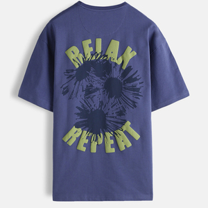 T-shirt homme surdimensionné 100% coton, broderie et impression en relief du logo personnalisé sur le devant, vente en gros - Product Image 1