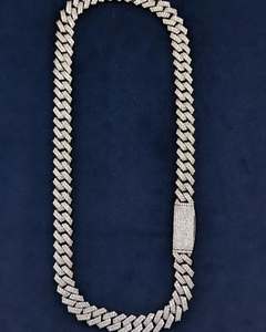 Collar de Plata de Ley 925 con Moissanita, Cadena Cubana, Corte Brillante Redondo, Joyería Unisex para Regalo de Boda o Fiesta - Product Image 3