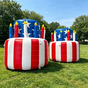 Gâteau d'<span class=keywords><strong>anniversaire</strong></span> géant gonflable avec drapeau américain de 3m x 4m, avec lumières LED, logo personnalisé, modèle de gâteau patriotique pour la publicité/décoration du 4 juillet - Product Image 4