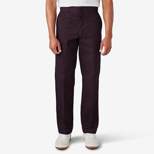 Pantalones Casuales de Pierna Recta para Hombre, Color Morado Oscuro, Cintura Media, Antiarrugas, de Poliéster, Estilo Otoñal, Cierre de Botón - Product Image 3