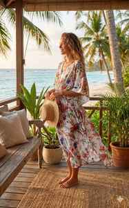 ชุดคลุมชายหาดผ้าฝ้ายทำมือลายพิมพ์นก น้ำหนักเบา สไตล์โบโฮ - Product Image 5