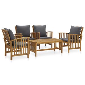 Set Lounge da Giardino di Medie Dimensioni in Legno Naturale Grigio Scuro, Legno Massello di Acacia, Arredamento da Esterno Durevole ed Elegante - Product Image 1