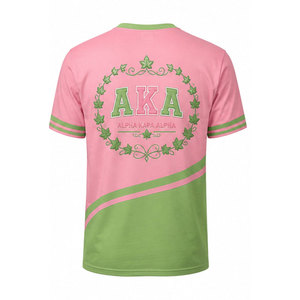 T-shirt bicolore rose et vert AKA pour sororité, année de fondation 1908, avec lettres grecques, en coton doux, élégant, pour femme, vêtement sur le thème de la vie grecque - Product Image 6