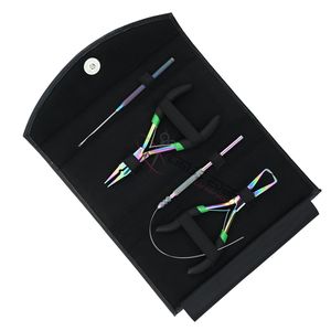 Kit d'outils pour extensions capillaires Rainbow avec pince de pose de micro-perles, crochet de tirage pour micro-anneaux et outil de boucle, usage professionnel en salon, avec étui - Product Image 1