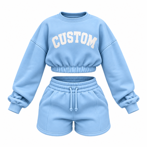 Conjunto de Sudadera Corta y Pantalones Cortos de Forro Polar Verde Salvia Unisex Personalizado - Chándal Deportivo Transpirable y Ecológico - Product Image 6