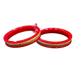 Luxury 22K Solid Gold Pola <b>Bangles</b> for Women Traditional Red Coral Gold Plated Jewelry <b>Set</b> for Ethnic Wedding Wear - Product Image 1