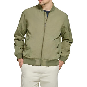 <b>Men</b>’s <b>Lightweight</b> <b>Casual</b> Bomber <b>Jacket</b> Stylish Ribbed Collar Elastic Cuffs Hem Smooth Zip Up Front Long Sleeves Convenient Side - Product Image 5