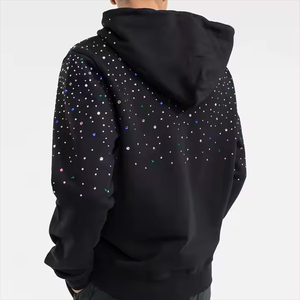 Vintage Winter Zipper-<b>Up</b> Hoodie Customizable Men's Streetwear Silk Screen Printed Rhinestone Embroidery Word Custom Patch Lined - Product Image 3