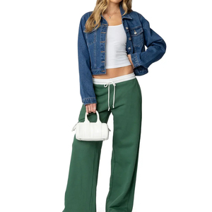 Pantalones de chándal de invierno personalizados al por mayor de fábrica, de alta calidad, de corte regular, con ribete, para mujer, de pierna recta y talla grande - Product Image 2