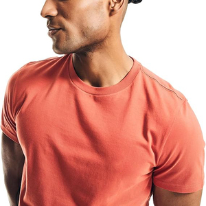 Men's Orange Short Sleeve T-<b>Shirt</b> Regular Fit 100% Cotton Solid Color O-Neck Casual Jersey Knitted Top - Product Image 3