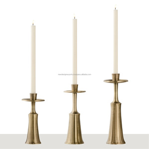Premium 3-Piece Fluted Taper <b>CandleStick</b> Holder Set • Modernist Column Candle Centerpiece - Product Image 1