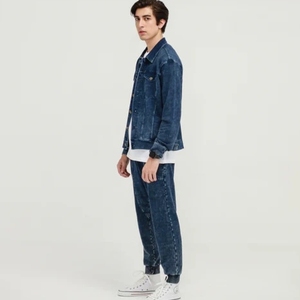 Hot Sale Custom Cotton Denim Manufacturer Men's Straight Leg regular Jeans Fashion Washed Men's Loose Wide Legs Trousers for Men - Product Image 2