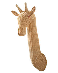 Décoration murale en rotin naturel en forme de girafe, artisanale, pour chambre d'enfant, tête d'animal en osier, pièce d'art décorative - Product Image 1