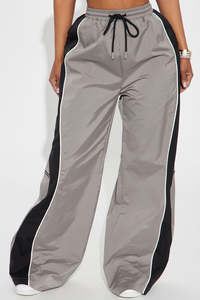 Custom Mens Wide Leg Color Block Track Pants Drawstring Casual Streetwear Trousers OEM Private Label men's pants - Product Image 3