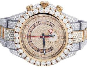 Reloj BOJ R.O.L.E.X.045 para Hombre, Tono Blanco Rosado, Completamente con Moissanita, Lujoso, de Cuarzo Analógico, Acero, 41MM, 3BAR Resistente al Agua, Estilo Hip Hop - Product Image 2