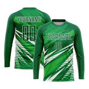 ชุดฟุตบอลพิมพ์ลายแบบรีดร้อนสีเขียวน้ำทะเลขาวคุณภาพสูงสั่งทำได้ตามต้องการ ขายส่ง ไซส์ผู้ใหญ่ ผ้าระบายอากาศได้ดี - Product Image 2