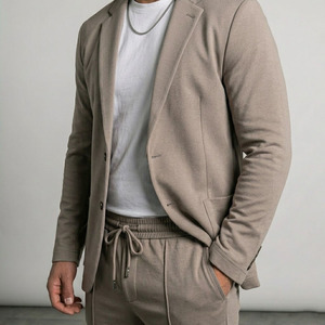 Men’s <b>Stretch</b> Suit <b>Machine</b> Washable Unstructured Blazer Relaxed Tapered Pants Casual Business Travel Suit - Product Image 3