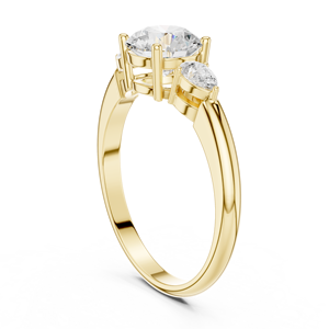 Anillo de Compromiso de Diamante Redondo con Corte Brillante Chapado en Oro Amarillo para Mujer, Estilo Solitario Clásico, Diamante Cultivado en Laboratorio, Aniversario, Lujo - Product Image 2