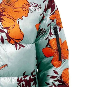 Vestes d'hiver matelassées imperméables et coupe-vent à motif floral imprimé sur toute la surface, sublimées, pour enfants et femmes, fermeture éclair - Product Image 4